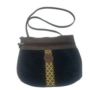 Cueros Waxra Black Suede handbag crossbody purse bag From Argentina 9 X 11"